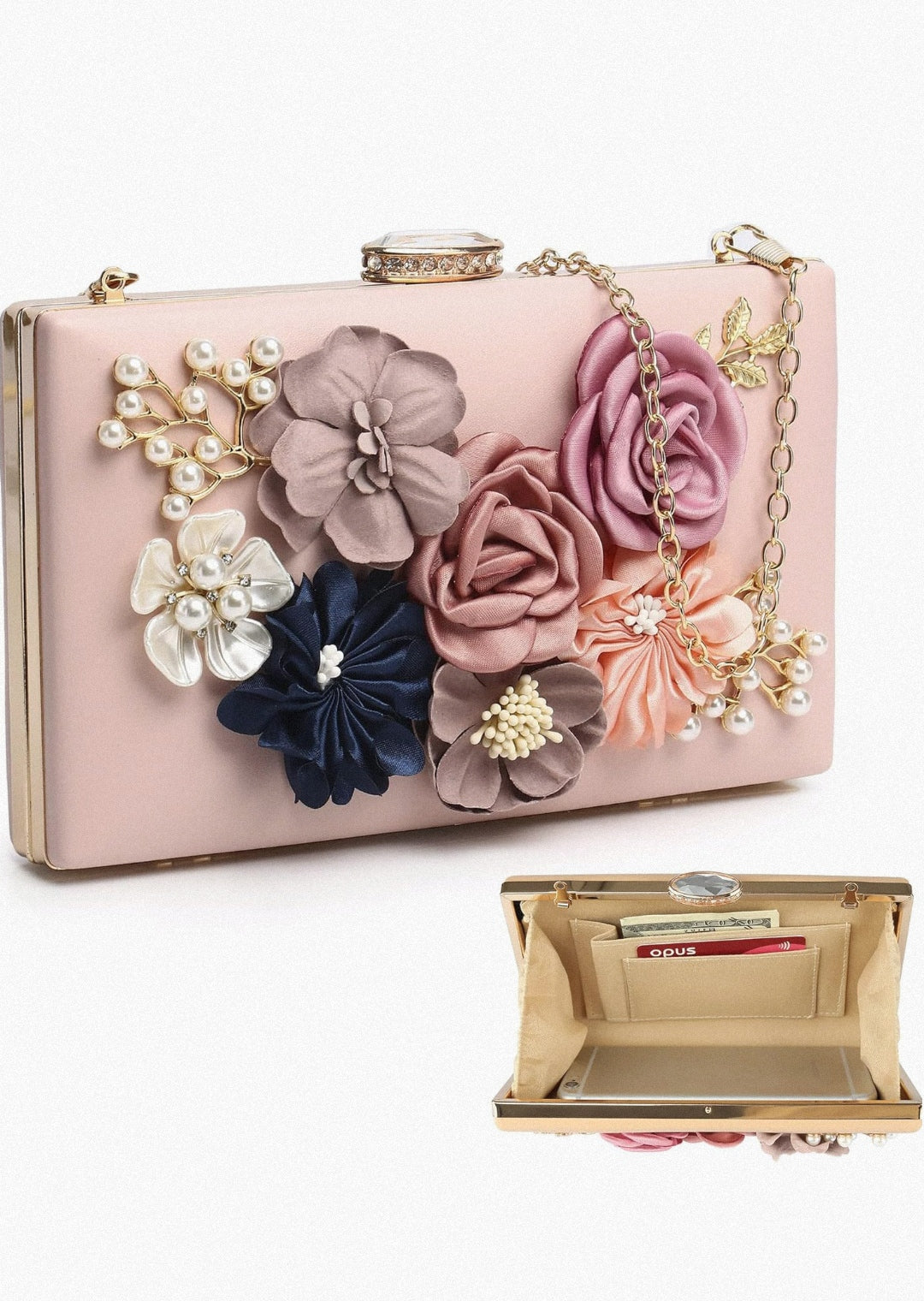 Cartera de Mano (Diseño Floral)(Rosa)