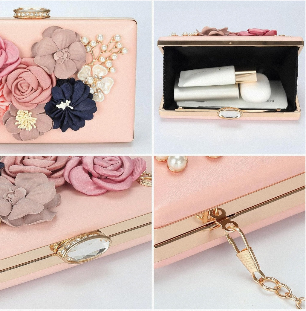 Cartera de Mano (Diseño Floral)(Rosa)