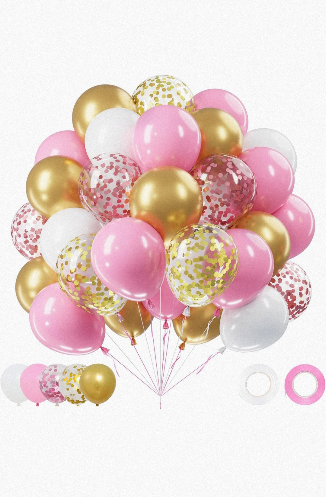 Juego de Globos Rosados y Dorados (60 Piezas) 12 Pulgadas