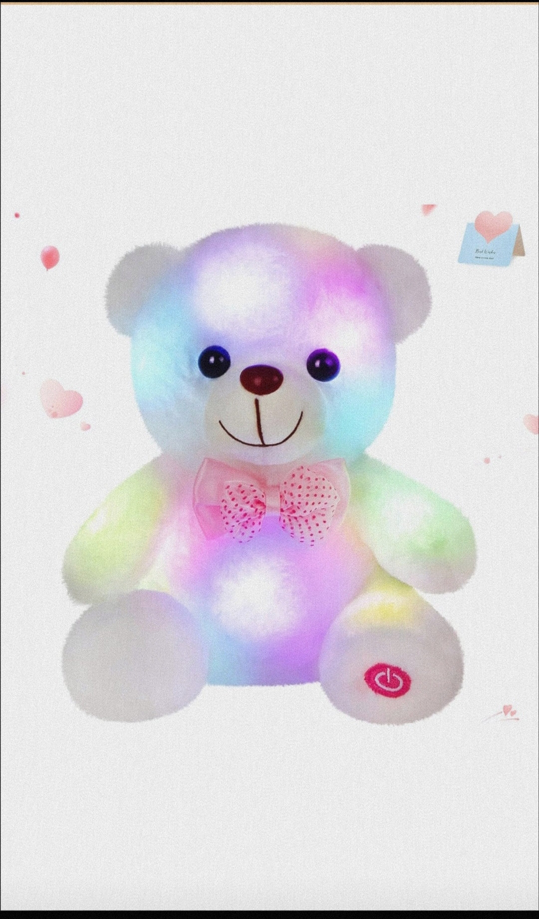 Oso de Peluche Blanco con Luces LED (Con Moño)