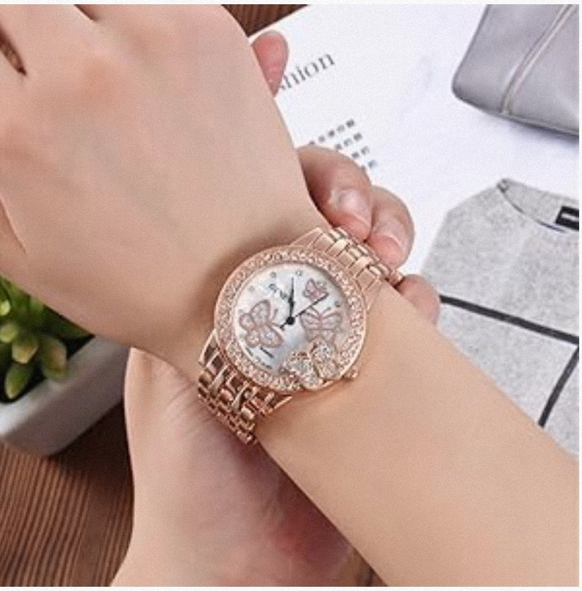 Reloj Diseño Mariposa🦋 (Color Oro Rosa)