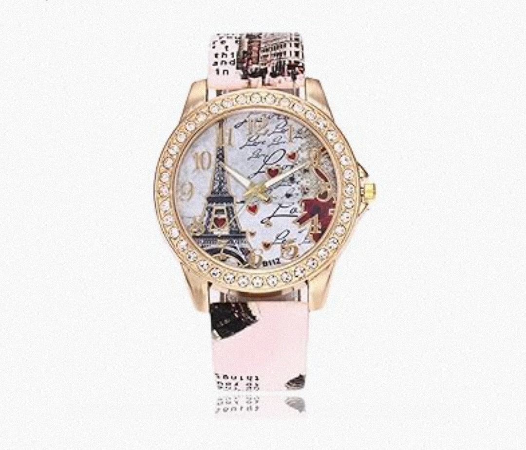 Reloj Diseño Torre Eiffel (Rosado)