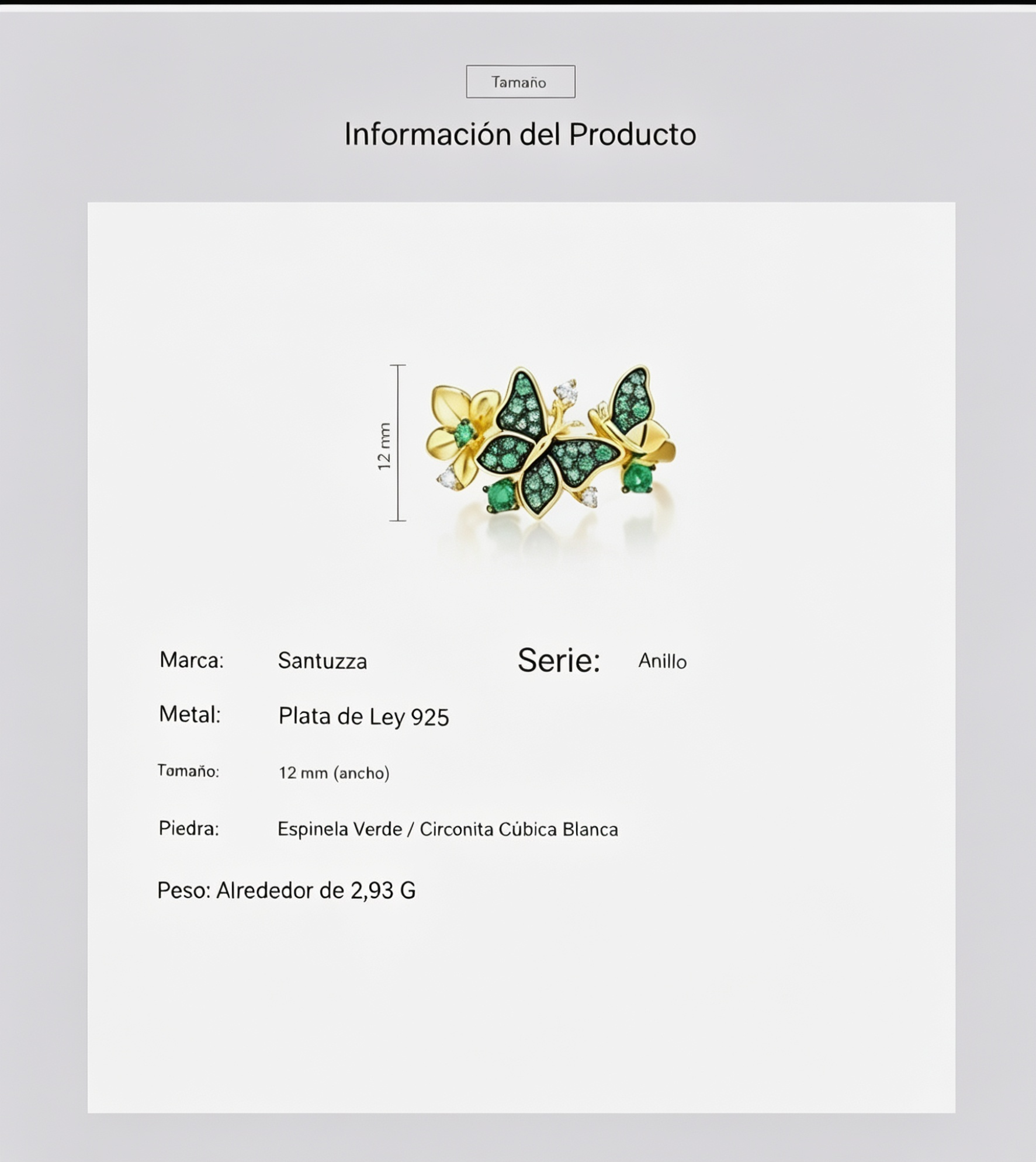 Anillo Mariposa Santuzza🦋