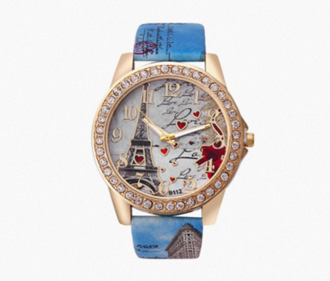 Reloj Diseño Torre Eiffel (Celeste)