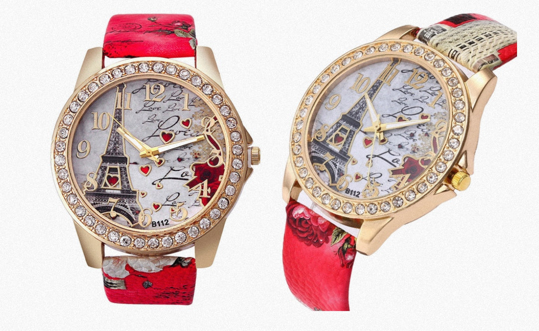 Reloj Diseño Torre Eiffel (Rojo)