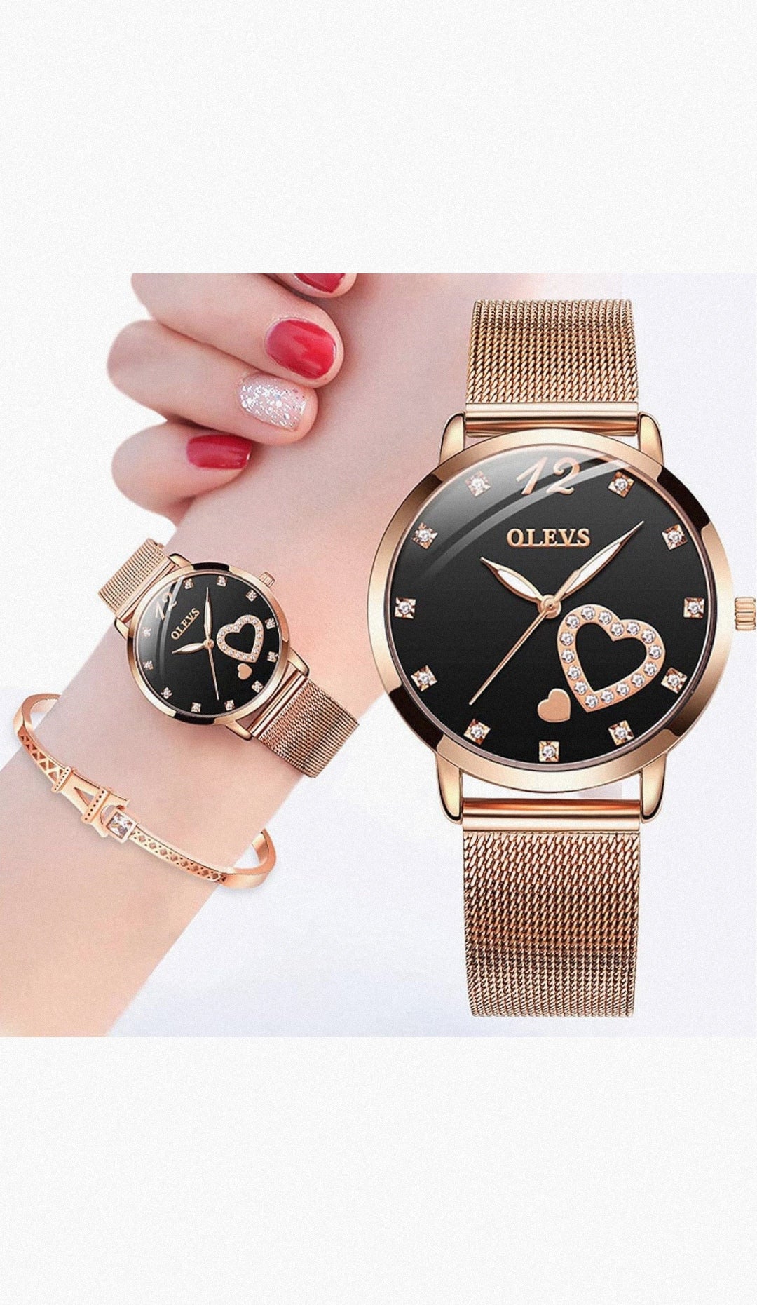 Set Reloj + Pulsera Olev⌚❤️ (Negro)