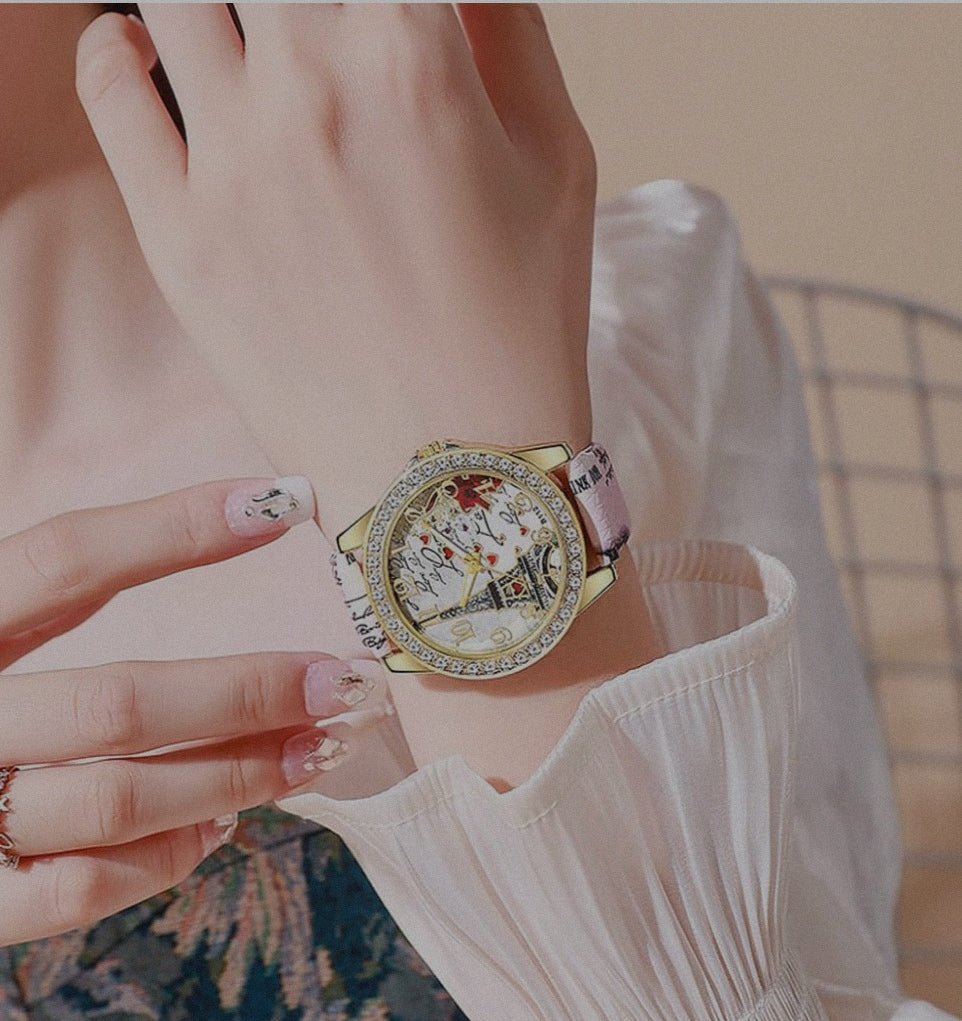 Reloj Diseño Torre Eiffel (Rosado)