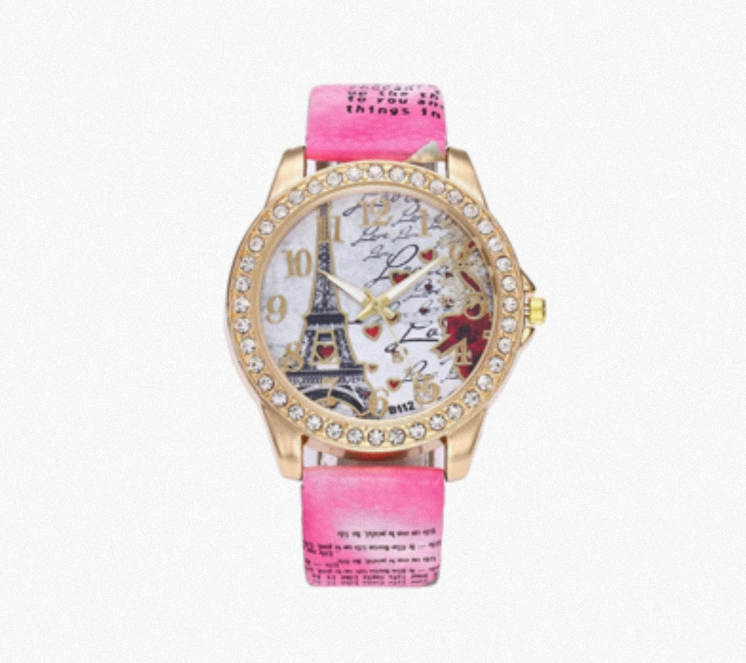 Reloj Diseño Torre Eiffel (Fucsia)