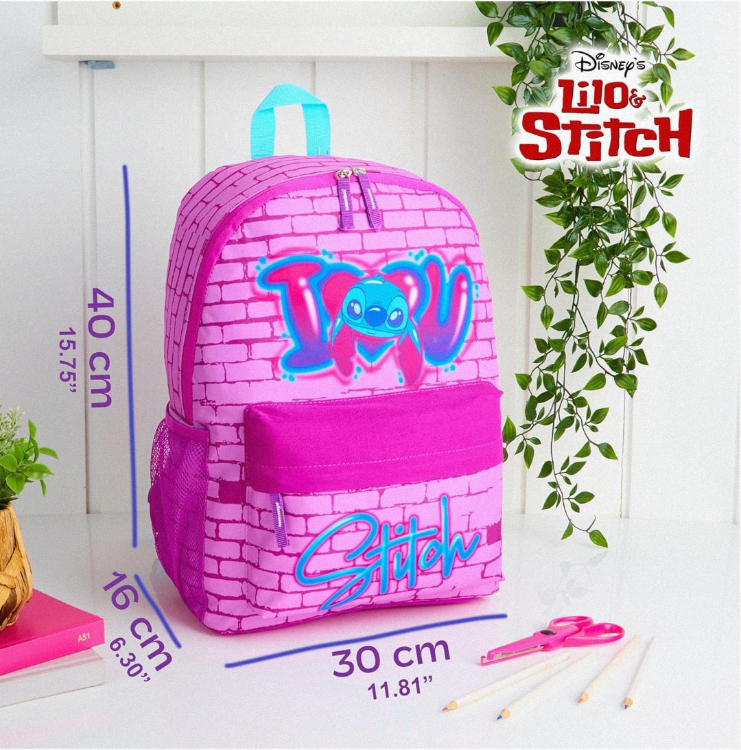 Bolso Escolar Disney Stitch Original (Fucsia)