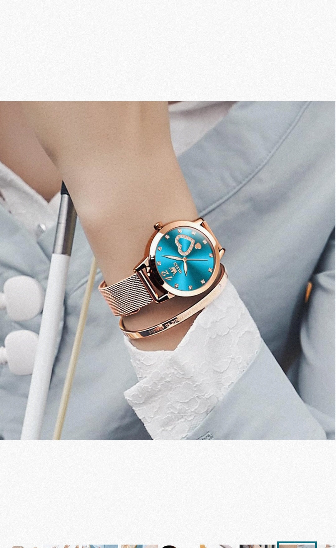 Set Reloj + Pulsera Olev⌚❤️ (Celeste)
