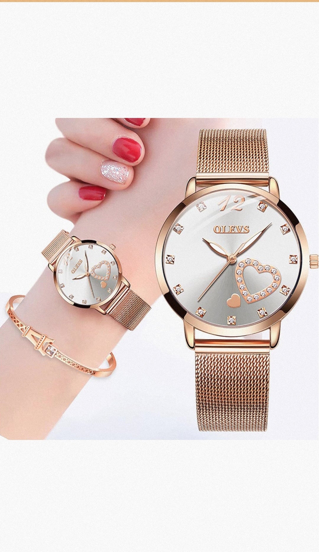 Set Reloj + Pulsera Olev⌚❤️ (Blanco)