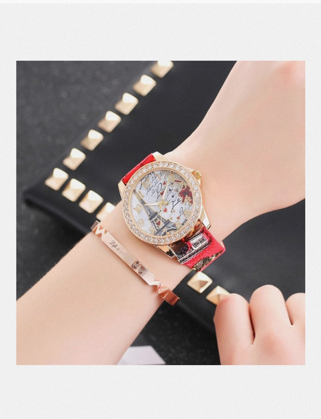 Reloj Diseño Torre Eiffel (Rojo)