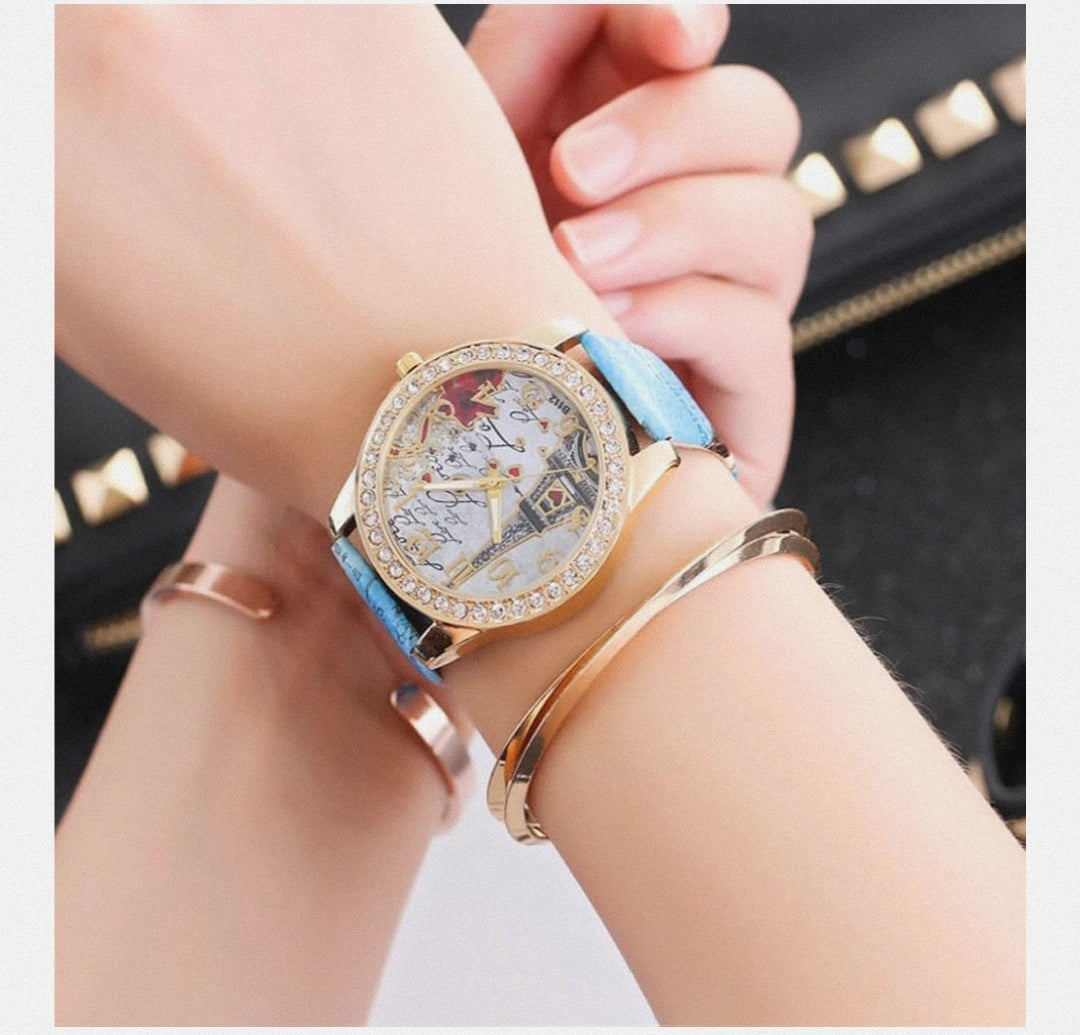 Reloj Diseño Torre Eiffel (Celeste)