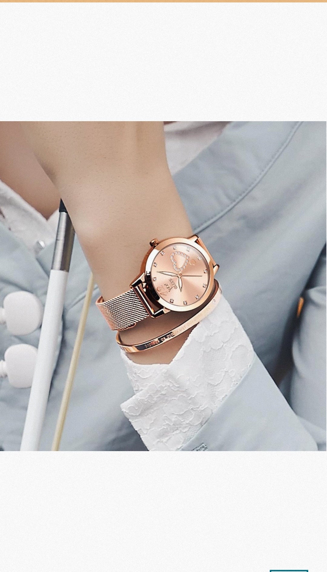 Set Reloj + Pulsera Olev⌚❤️ (Oro Rosa)