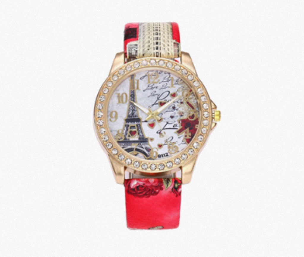 Reloj Diseño Torre Eiffel (Rojo)
